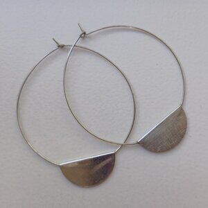 Silver Hoop and Half Moon Earrings